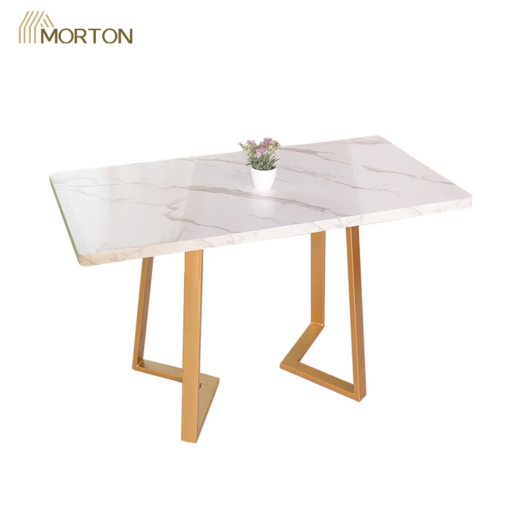 Commercial furniture plywood top with laminate metal legs dining table for coffee shop use
