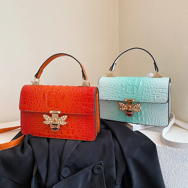 2023 high end trendy luxury crocodile branded designer purse handbag lady fashion bee purse shoulder bag