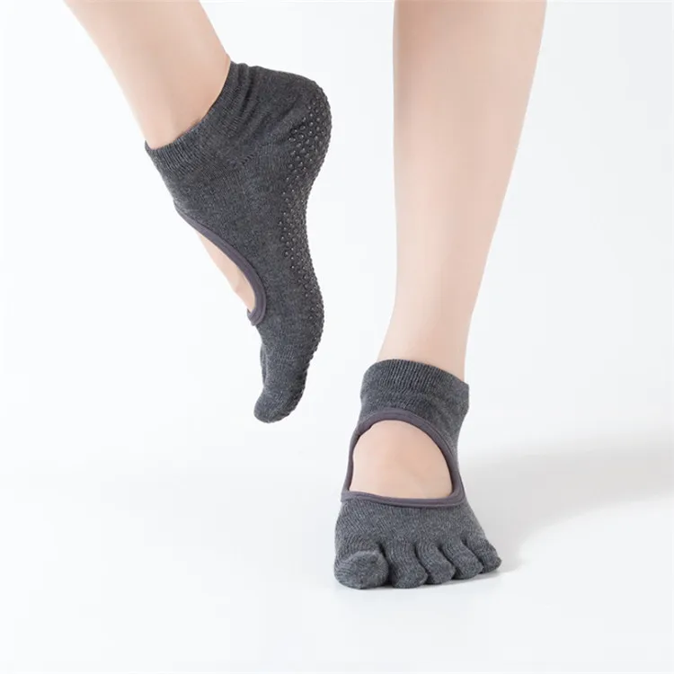 Exercise Sports Pilates Massage Non-slip 5 Toe Yoga Socks For Women Ladies