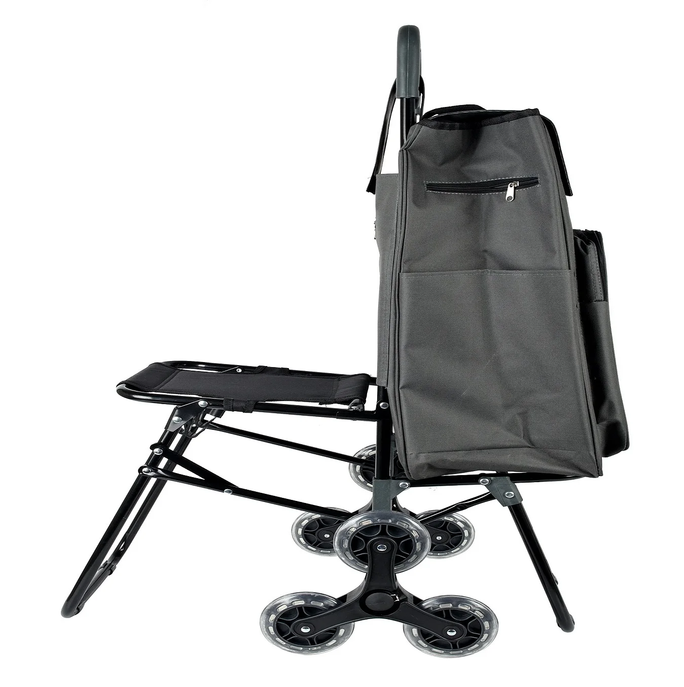 strong  portable 6 wheel shopping trolley cart with seat for climbing stair