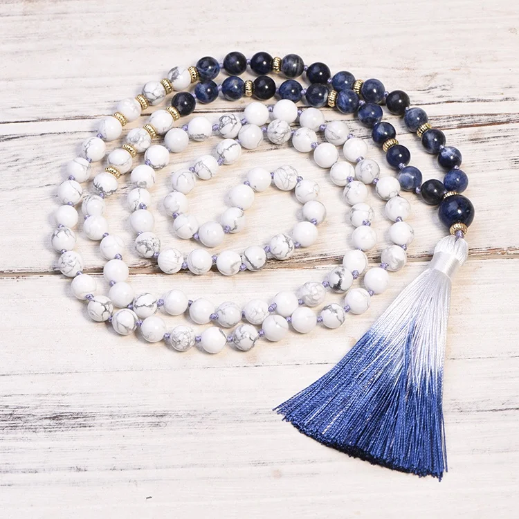 Fashion Jewellery Handmade Beaded Tassel Necklace Natural Stone 108 Mala
