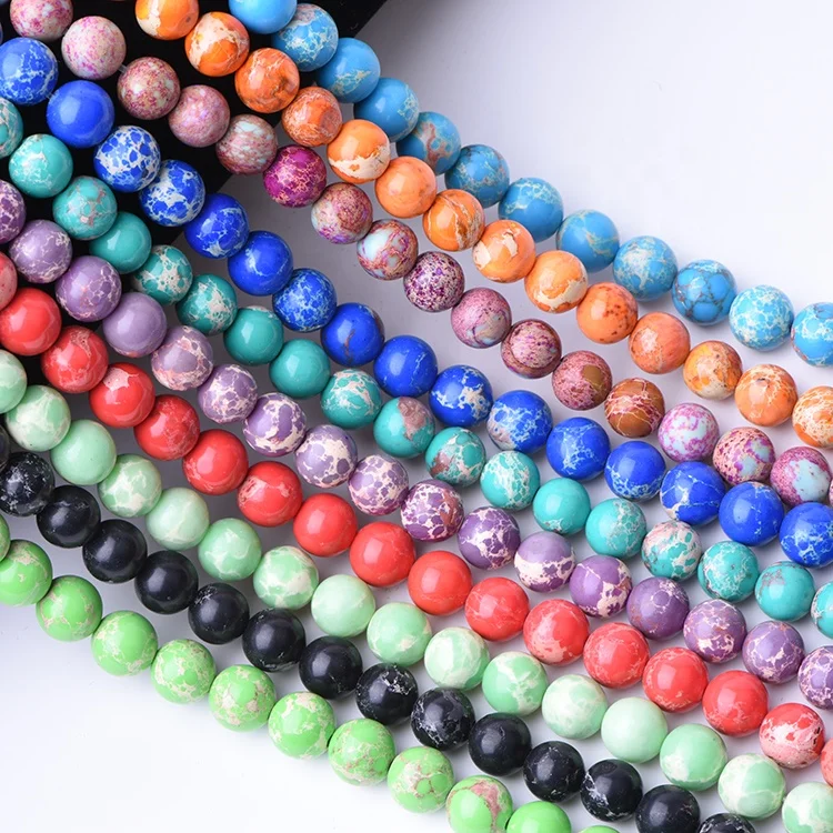 Wholesale Natural Sea sediment imperial jasper Round Beads Gemstone Loose Beads for Jewelry Making Necklace Bracelet 8mm