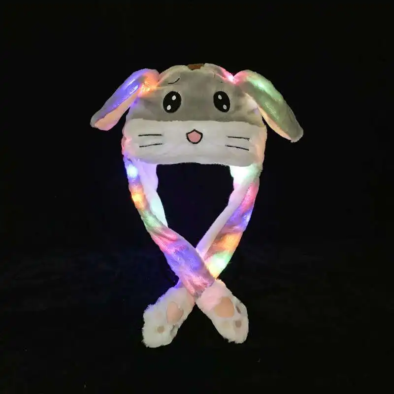 Wholesale Lovely Animal Cap Ear Movable Warmly Cute Bunny Cap Winter Hat With Led Light
