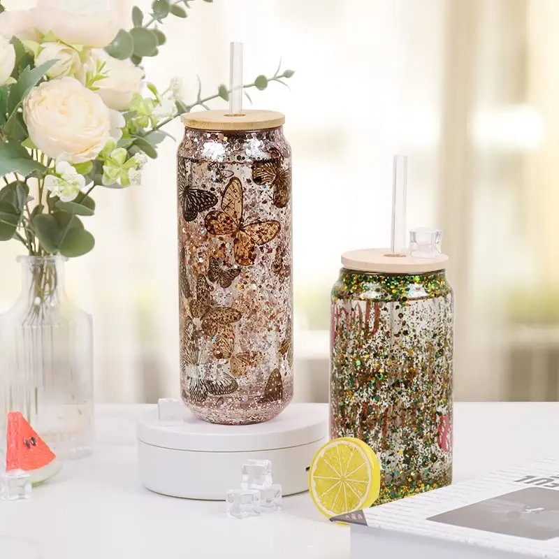 Sublimation Snow Globe Tumblers Pre Drilled Double Walled Glass New Product 12oz 16oz 20oz CLASSIC Party Beer Can Vasos 12 Oz