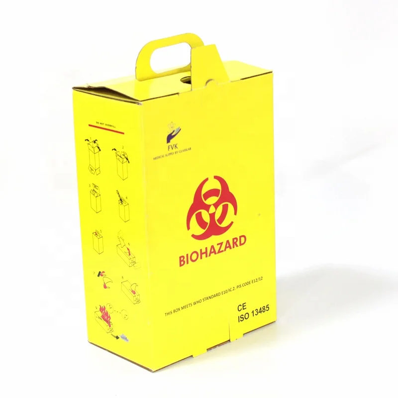 5L 7L 10l Disposable medical safety boxes for hospital carton biohazard sharp container safety box biohazard