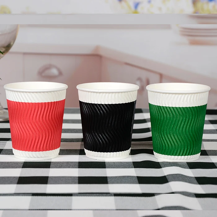 8oz 12oz 16oz 20oz Ripple  double wall paper coffee cups with lids and sleeves