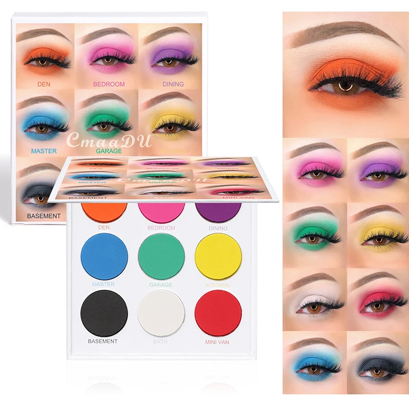 
Hot sale 9 color eyeshadow makeup matte and metallic glitter eyeshadow palette 