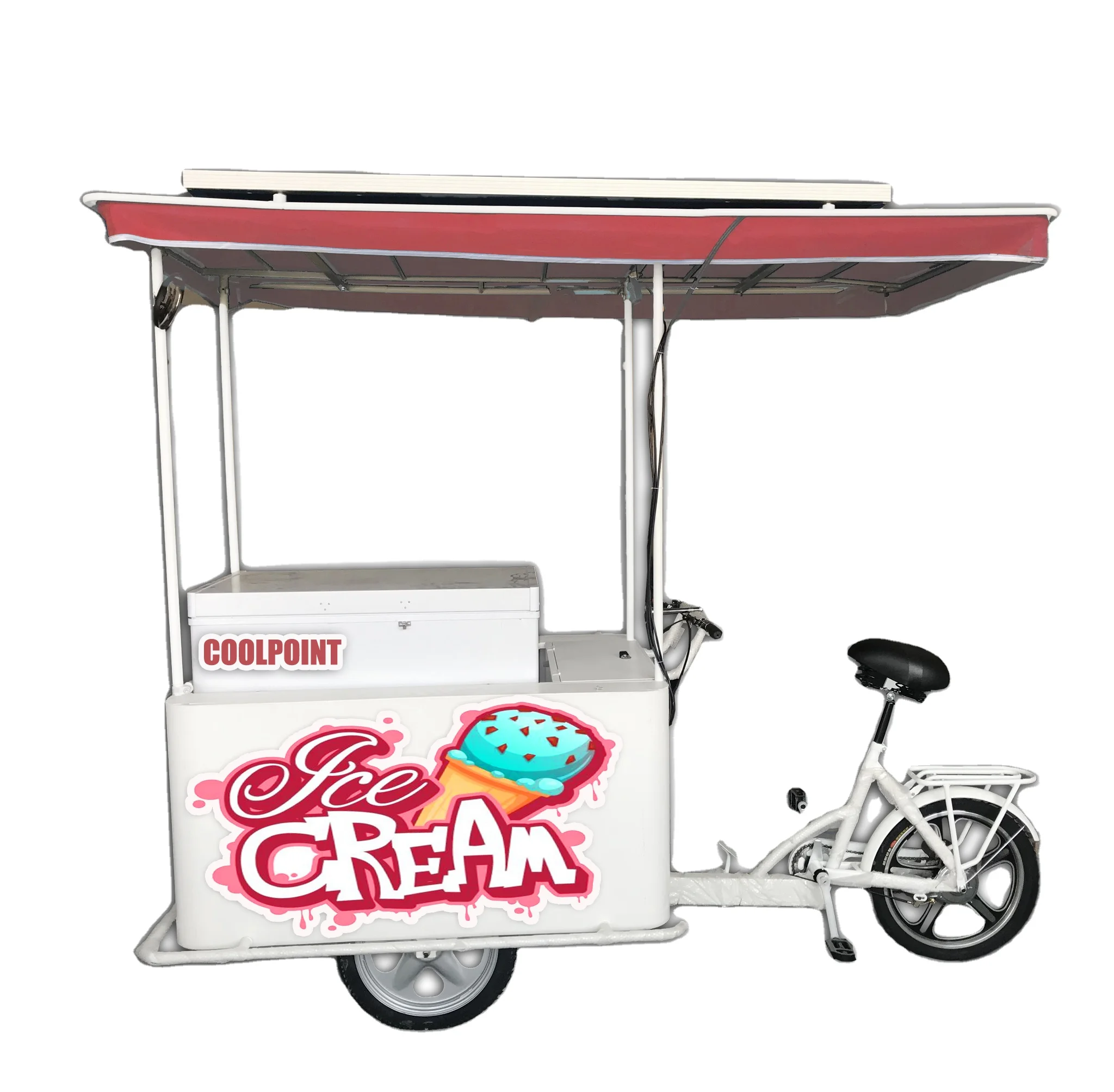 solar panel ice cream bike with 208L solar freezer