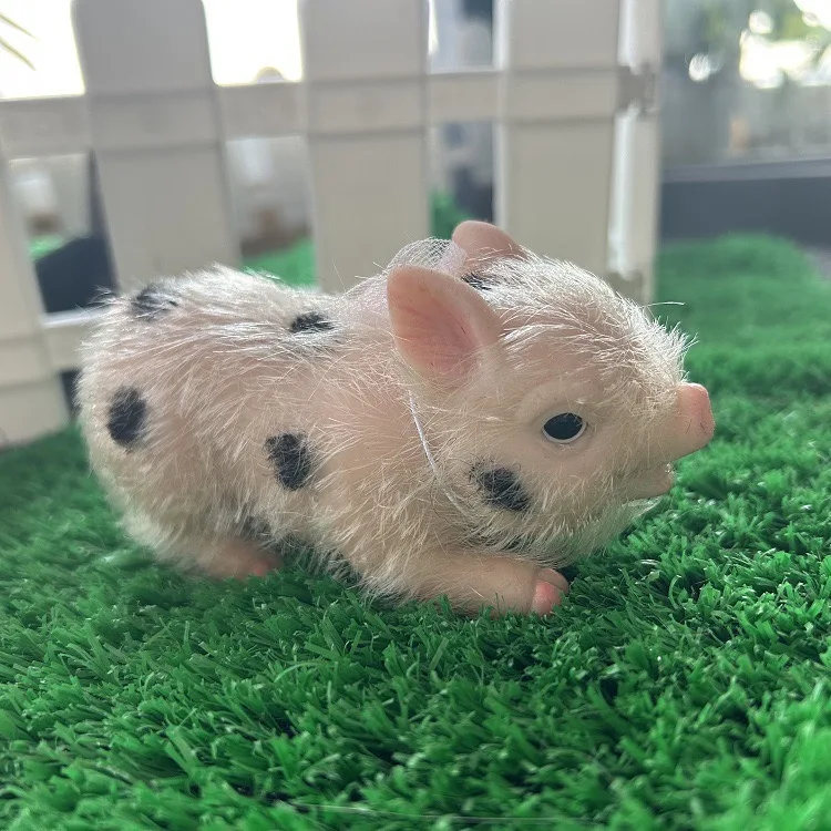 Cross border hot selling soft silicone pig simulation rebirth realistic office decompression toy pet bow silicone pig