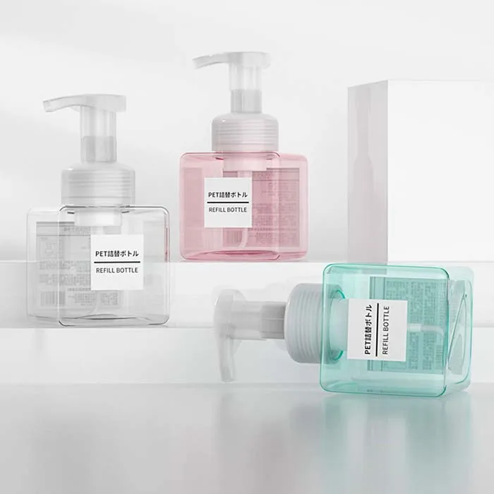 Square Lotion Pump Container Shampoo Shower Gel Cosmetic Package Mousse Bottle