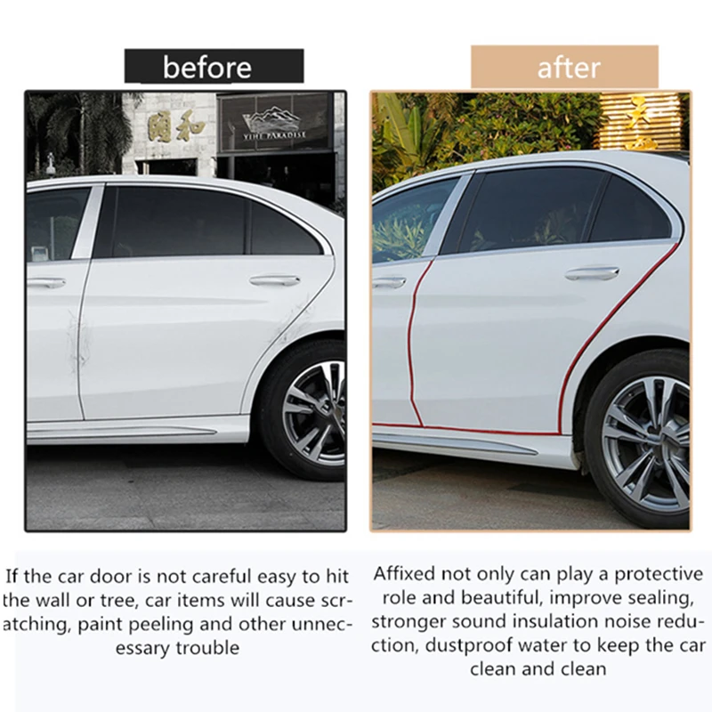 Universal 5m Car Door Anti Collision Strip With Steel Disc Bumper Trim Edge Scratch Protector Strip Sealing Guard Decora Styling