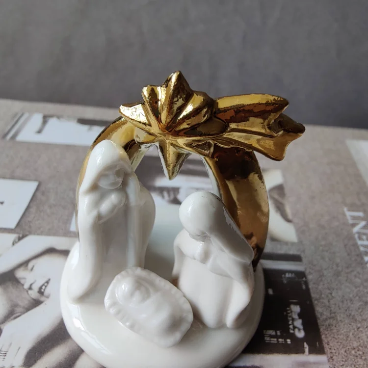 Miniature White Porcelain Angel Figurine Tabletop Figurines Manger Character Decorations Christmas Decoration Nativity