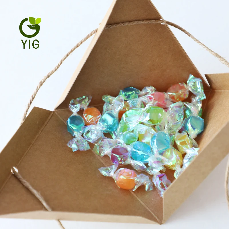 Custom kraft pyramid wedding gift box candy or tea caddy