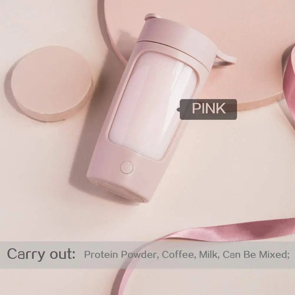 Pink BPA Free with USB Rechargeable and Milk Vortex Mixing cup electric milk mixer
