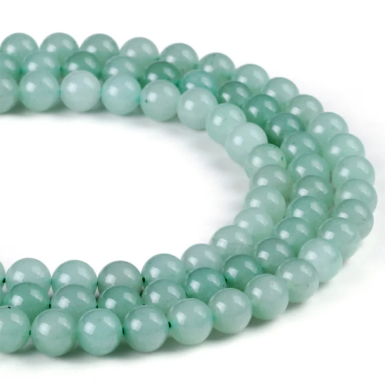 Natural Smooth Green Aventurine Gemstone Loose Beads For Jewelry Making DIY Handmade Crafts 4-12MM