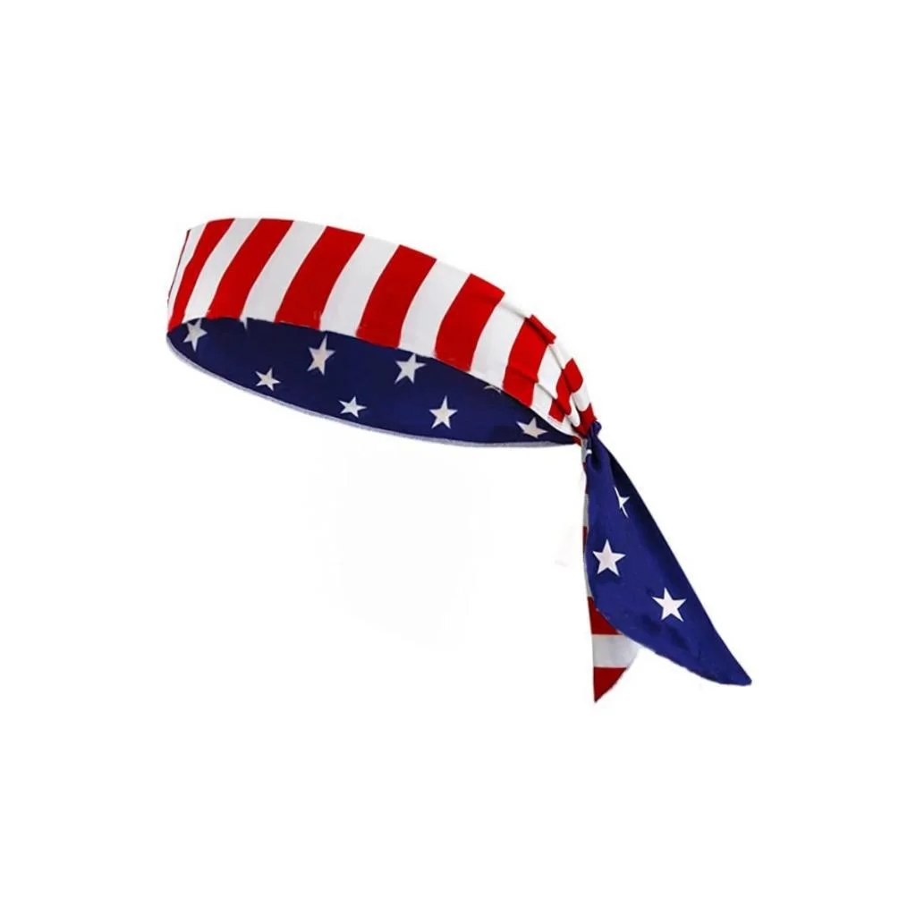 Red Blue White Stripe Stars US Independence Day Headbands USA Campaign Headpieces Printed American Flag Headband For Women Men