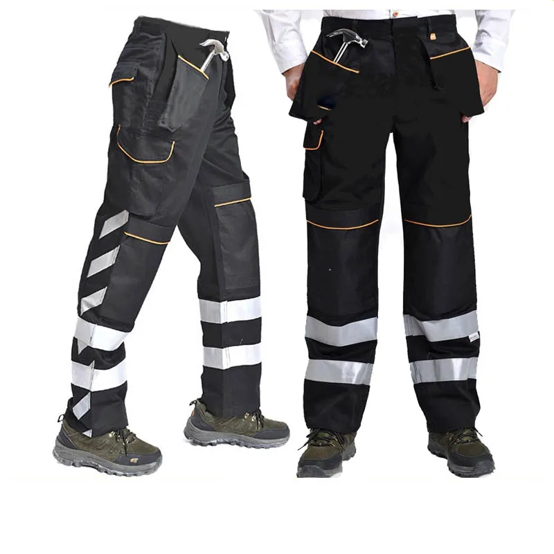 High Quality Durable Washed Carpenter Mens Reflective Trousers Cargo Work Pants