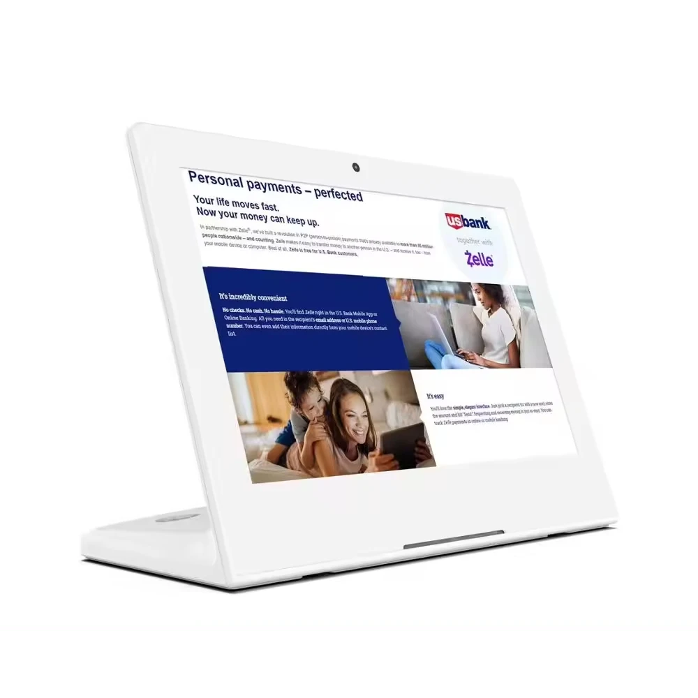 10.1 Inch Desktop L shape Digital Signage RK3288 Android 8.1 2GB+16GB Storage Tablet With Camera Capacitive Touch Screen