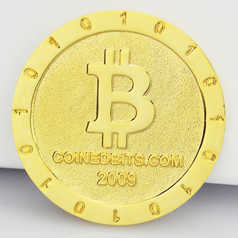 Китайский металлик, цинковый сплав, гравированный логотип, позолота, латунь, 3d металлические монеты, сувенир, 2 фунта, Биткоин, монета