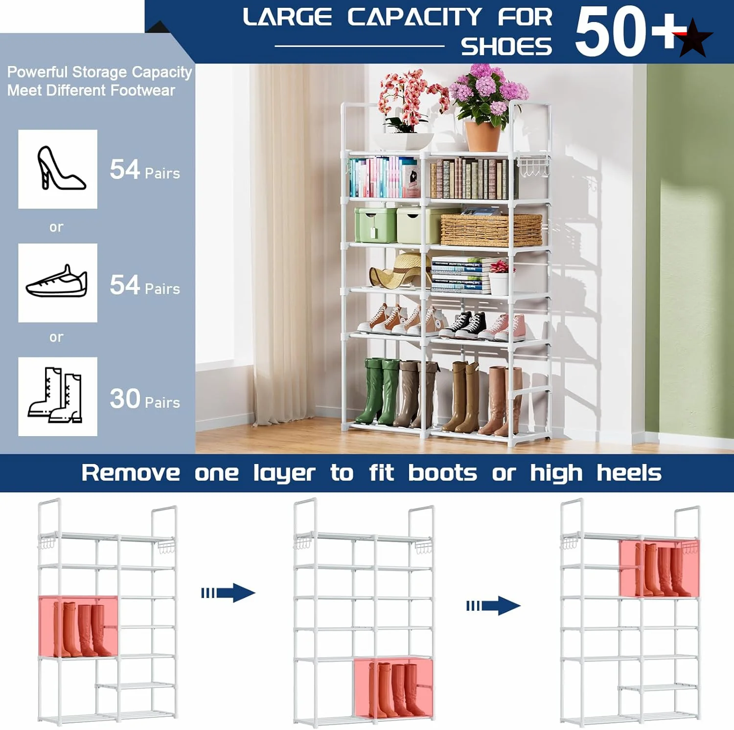 10 Tiers Shoe Rack Shoe Storage Organizer Cabinet Tower With Non-woven Fabric Cover