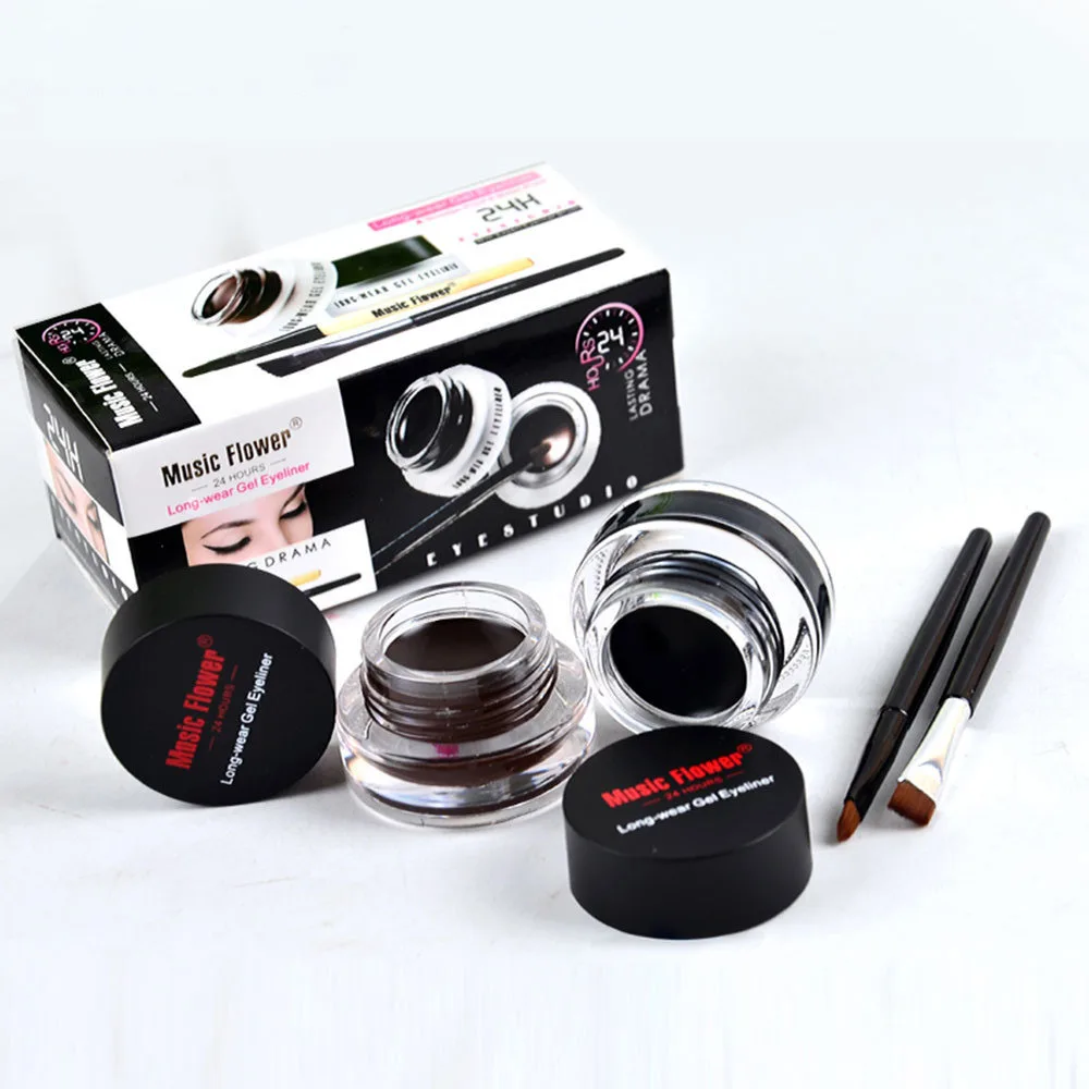 Charm Beauty Two Tone Vegan Waterproof Eyeliner Cream 2 Bottles Black Brown Color Eyeliner Cream