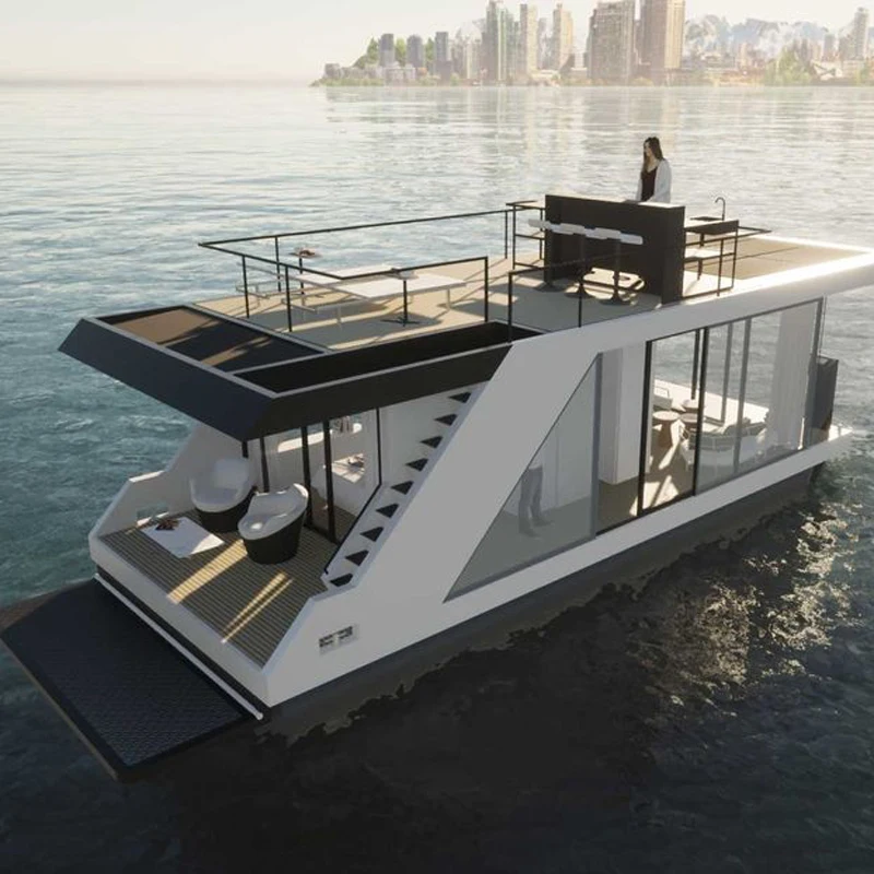 Luxury Houseboat Floating Cabin Pontoon House Boat For Sale Made In China Oem Floating Yacht Boat Live On The Water