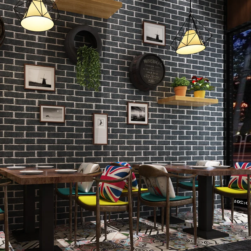 Modern simple brick non-woven wallpaper brick retro nostalgic wallpaper restaurant restaurant project thickened wallpaper