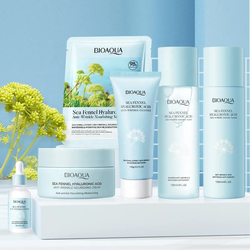 Natural organic plant extract herbal Anti-aging face serum beauty cream lotion Foaming Cleanser whitening Skin care Set Series