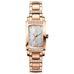 LOBINNI Quartz Business Ladies Watch Ladies Silver Rose Gold Rhinestone Diamond Set Rectangle Watch Customizable