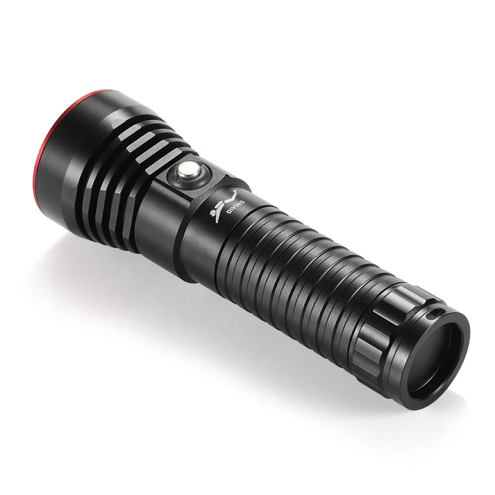 Diving Flashlight 3000lumens Scuba Diving Torch Aluminum Alloy Diving Torch Camping with 26650 battery charger Kit