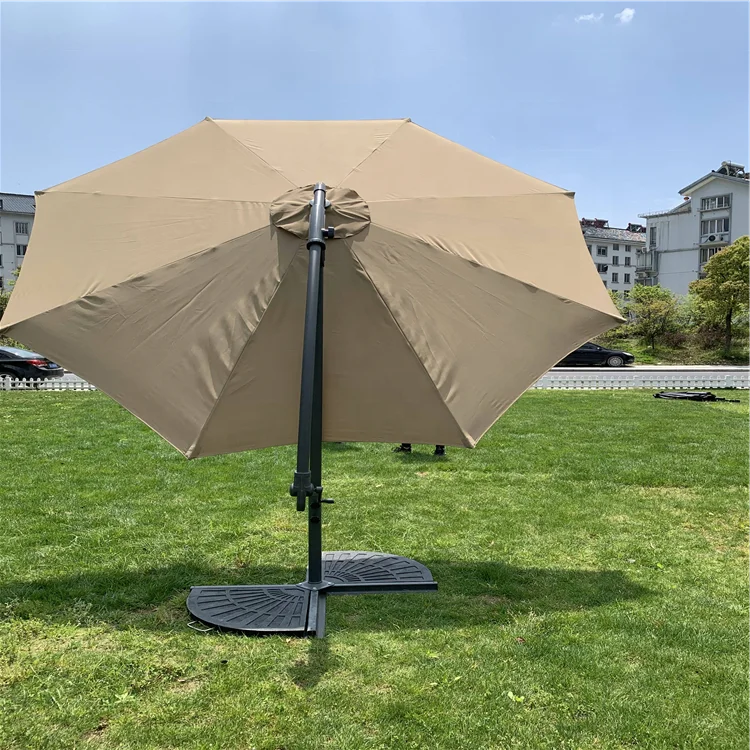 Hanging Roma Offset Umbrella Offset Parasol Patio Outdoor Table Umbrella with Auto Tilt and Crank Sun Beach Umbrella