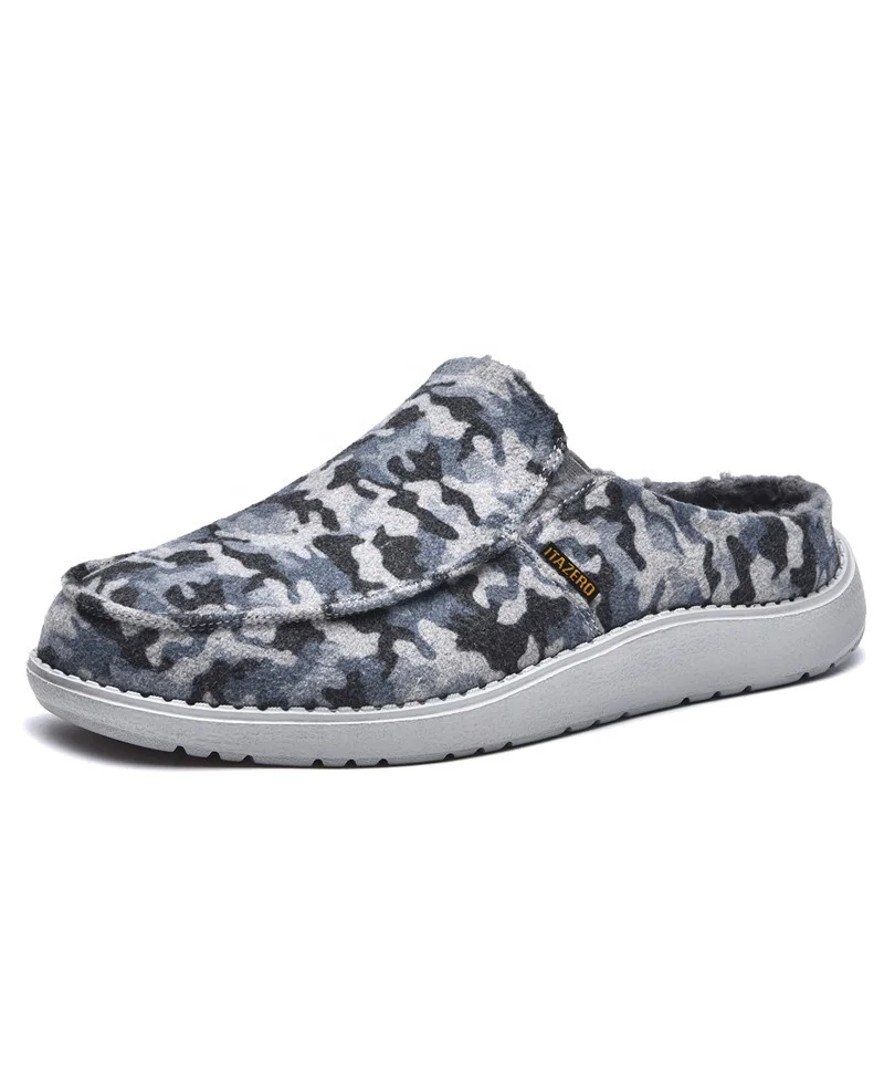 
ITAZERO camouflage home indoor outdoor winter warm cotton shoe home plush slippers for men 
