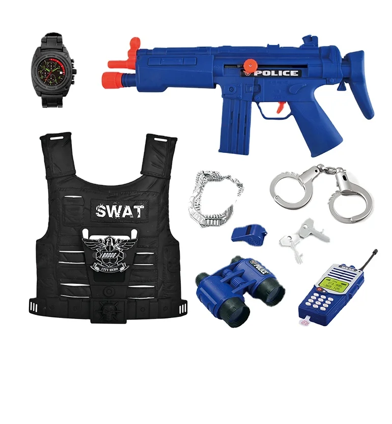 OEM Customizable Kids Pretend Police Accessories Gun Walkie Talkie Body Armor Toy Set