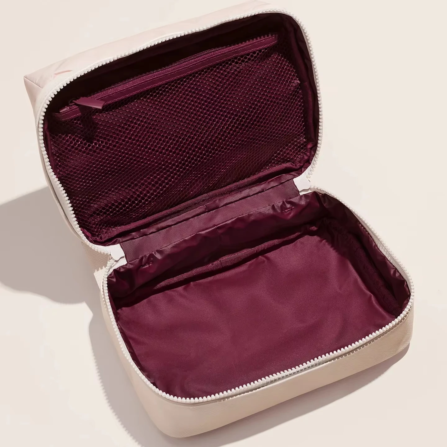 Custom Bubble puffy Nylon Cosmetic Bag Travel Storage Polyester Toiletry bag Double Layer Puffy Makeup bag With Handle