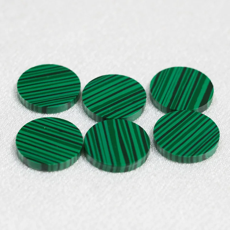 Custom Made Round Disc Double Flat Round Stones Synthetic Malachite Stone