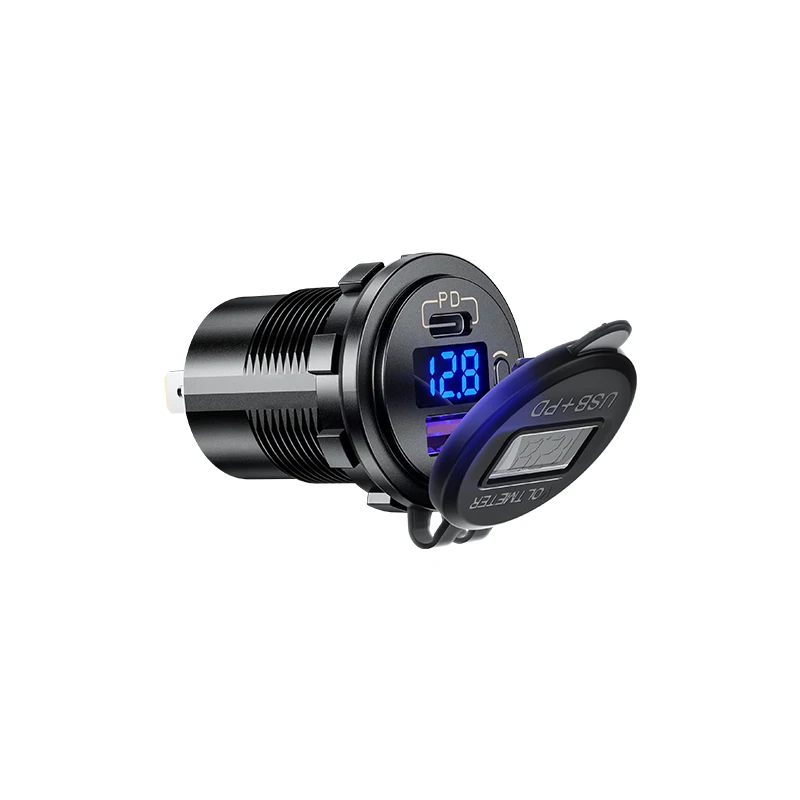 Multifunction Car USB Socket QC 3.0 Dual 12v Car Charger fast car charger with Switch and Voltage Display