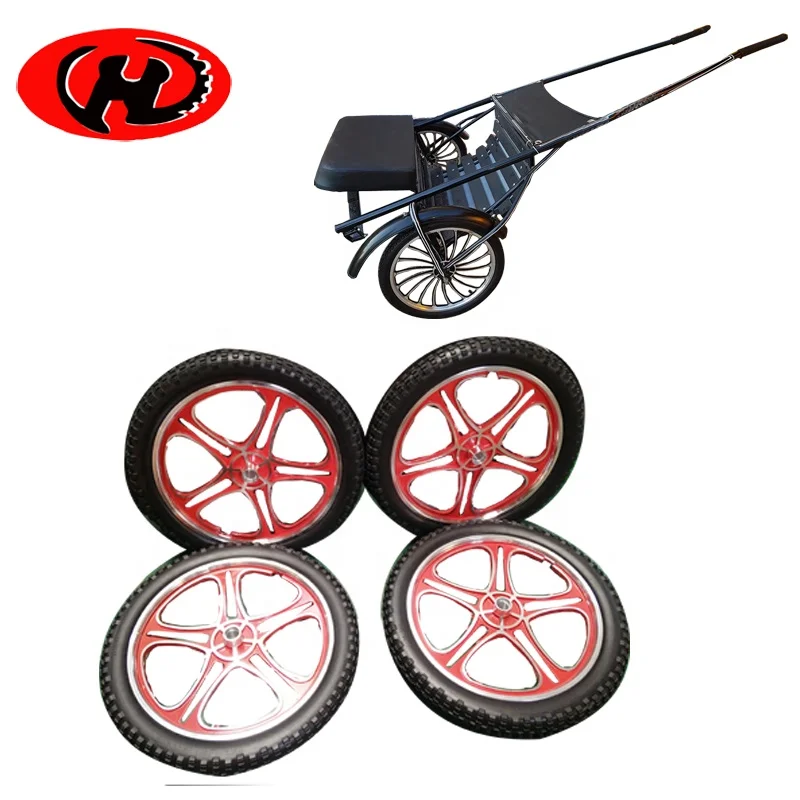 pony horse cart baby carriage fashion design spike rim aluminium frame inflatable  rubber trolley  wheel