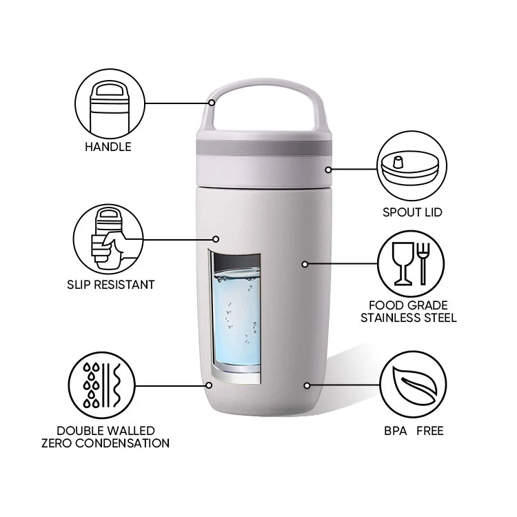 Wholesale Customization Logo Double Wall Vacuum Insulated Bottles Water Bottle with Handle Lid