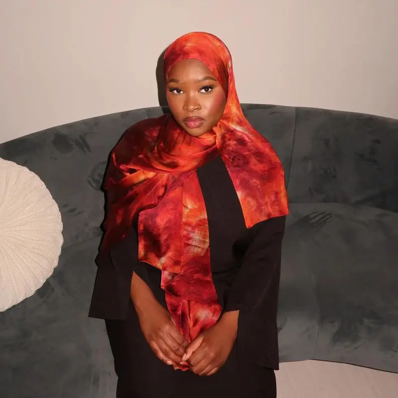 Silk Water Print Shawl Hijab Scarves Luxurious Muslim Ethnic Woman Silk Bandanas Printed Hijabs Soft Shawl