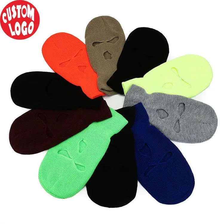 Высококачественная Лыжная маска с логотипом на заказ 3 отверстиями зимняя теплая неоновая Балаклава лыжная