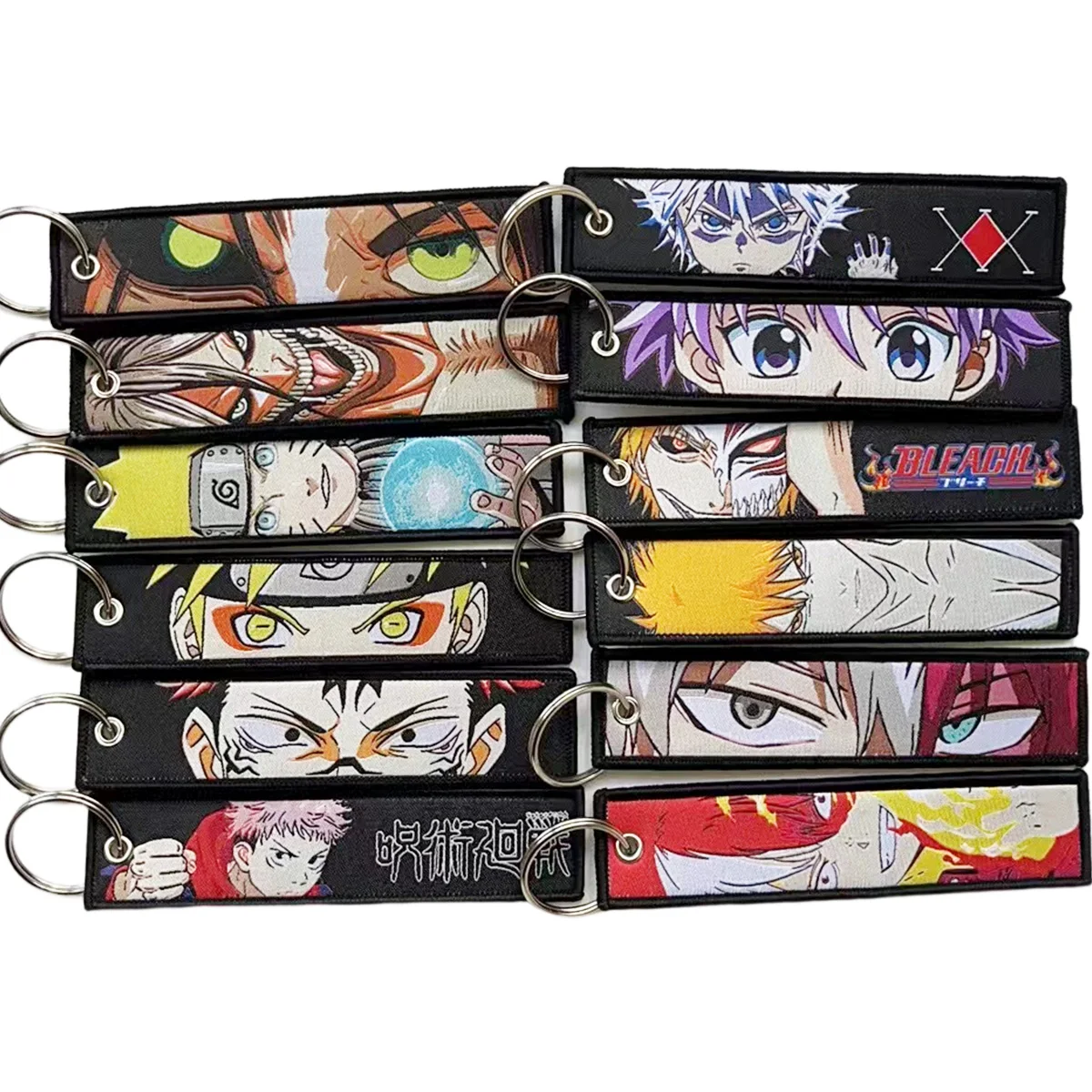 Custom BLEACH Embroidery cute anime double-sided Keychain Motorcycle Car Son Gohan Anime Embroidery Keychain