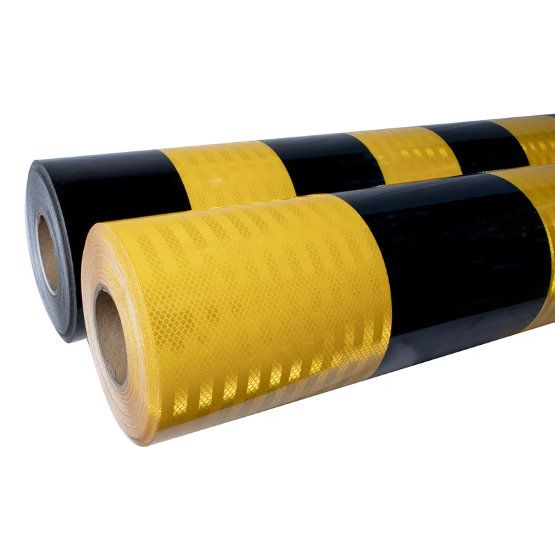 Factory Wholesale Reflective Tape Traffic Signal Reflective Sheet For Road Safety Micro Prismatic Black And Yellow Sheeting