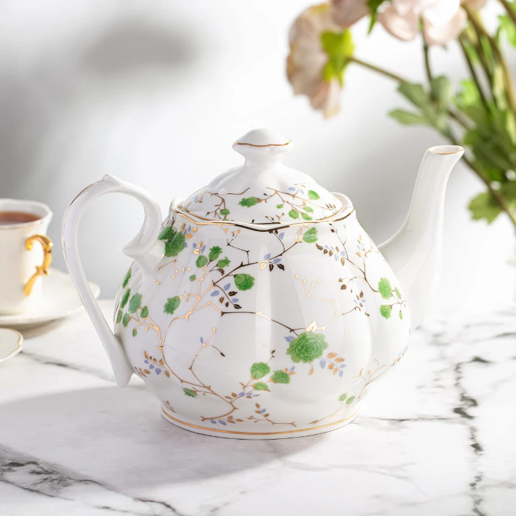 Attractive Price New Type Loose Tea Cup Ceramic Bone Porcelain Flower Tea Pot For Tea Party