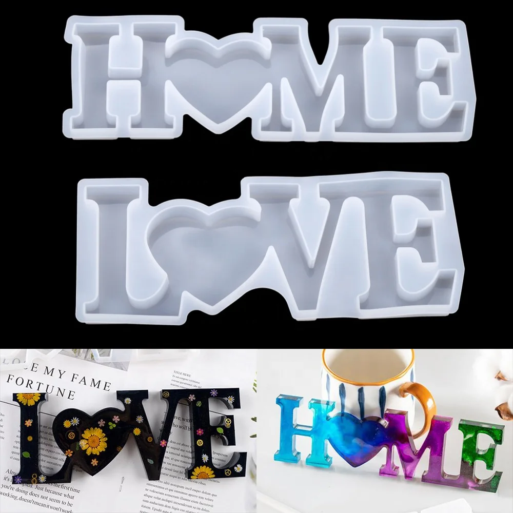 AK Home Love Silicone Mould Letters Epoxy Resin Molds for DIY Resin Crafts Casting Mold Home Decoration Jewelry Making Tool