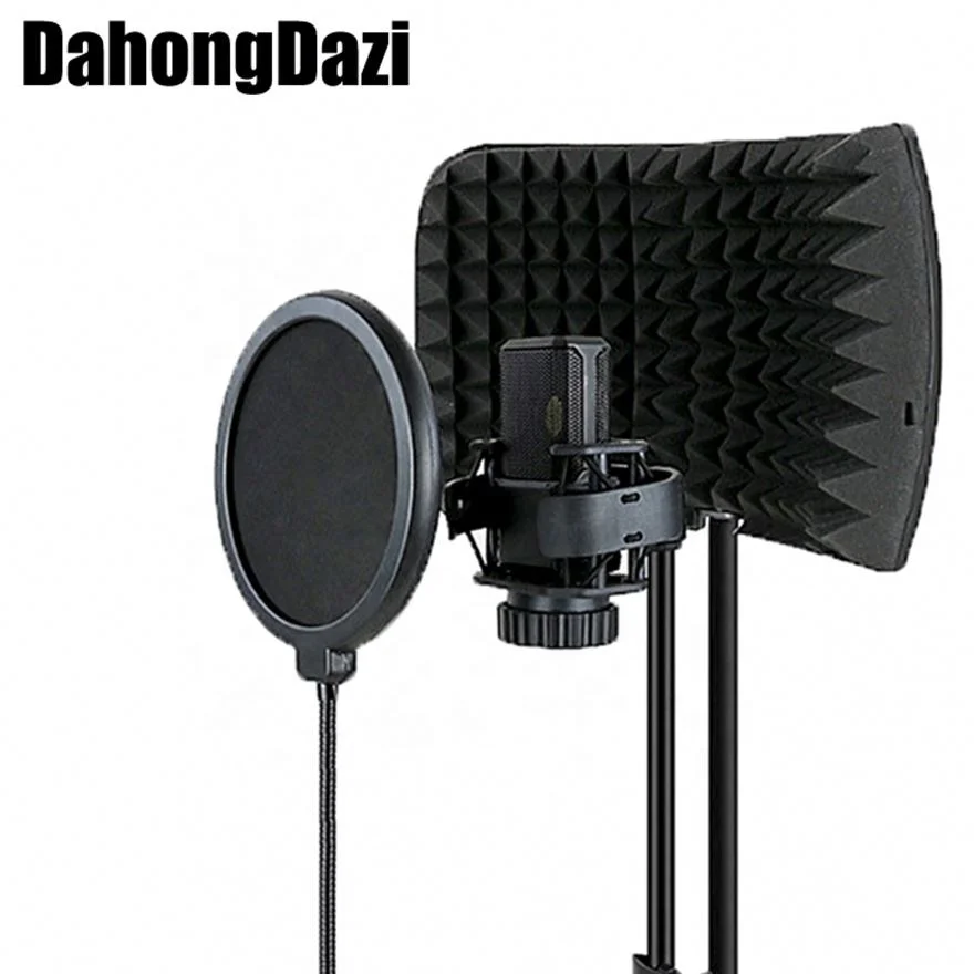 Звуковой щит для микрофона, акустическая пенопластовая панель, звукоизоляционный фильтр для ветрового стекла микрофона, складной протектор для отражения микрофона