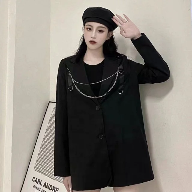 OUDINA Fashion Style Design Sense Female Casual Midi Blazer Dresses Suit Jacket Women Blazers