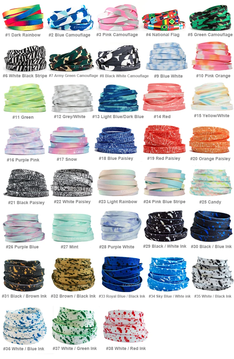 120cm Double Layer Heat Transfer Printed Pink White Blue Tie Dye Vintage Fades Shoelaces Custom