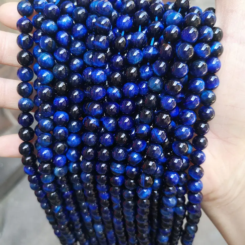 JD GEMS 4mm 6mm 8mm 10mm 12mm 14mm Natural Yellow Tiger Eye Stone Loose Smooth Round Beads for Jewelry Making