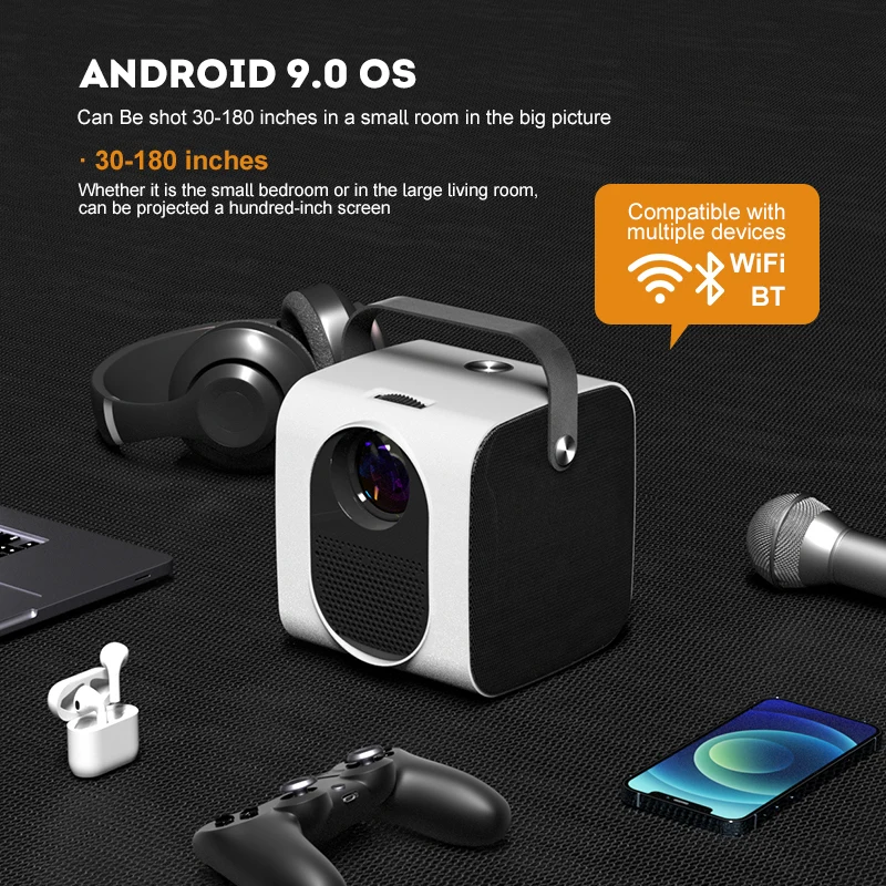 Factory Wholesale Hot Sale LED LCD Video Projector Native 1080p Android 9.0 Portable Home Mini Projector 4k