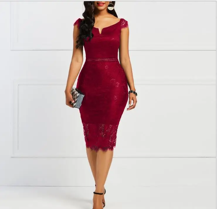 Trendy Clothing Fashion Womens Clothes Bodycon Evening Party Long Lace Casual Dress Ladies Dresses Women Elegant for Lady